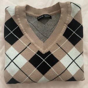 Shein Plaid Brown Sweater